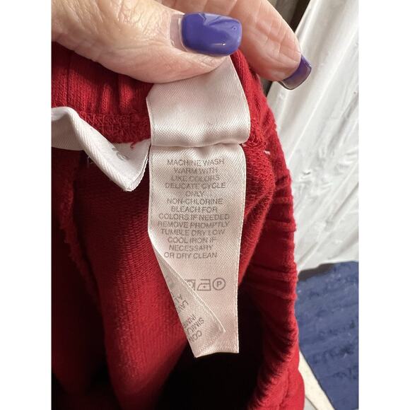 Liz Claiborne Red French Terry Pull On Wide Leg Pants Sz L - Picture 6 of 6